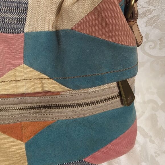 Fossil Patchwork Suede and Fabric Boho Festival Bag - Picture 6 of 11